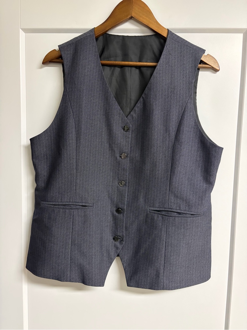 Vintage 90s Charcoal Grey Oversized Suit Vest Waistcoat